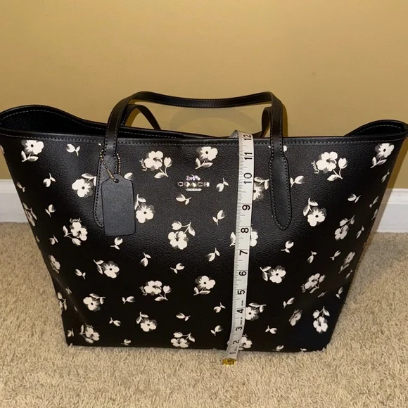 Coach Black and White Floral Tote Bag - Picture 11 of 15